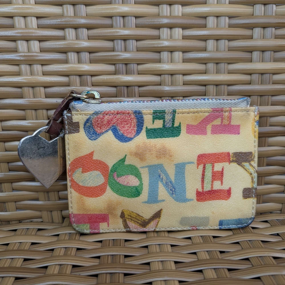 Dooney & Bourke Multicolor Graffiti Doodle Card Holder Coin Wallet Key Chain - Picture 2 of 15